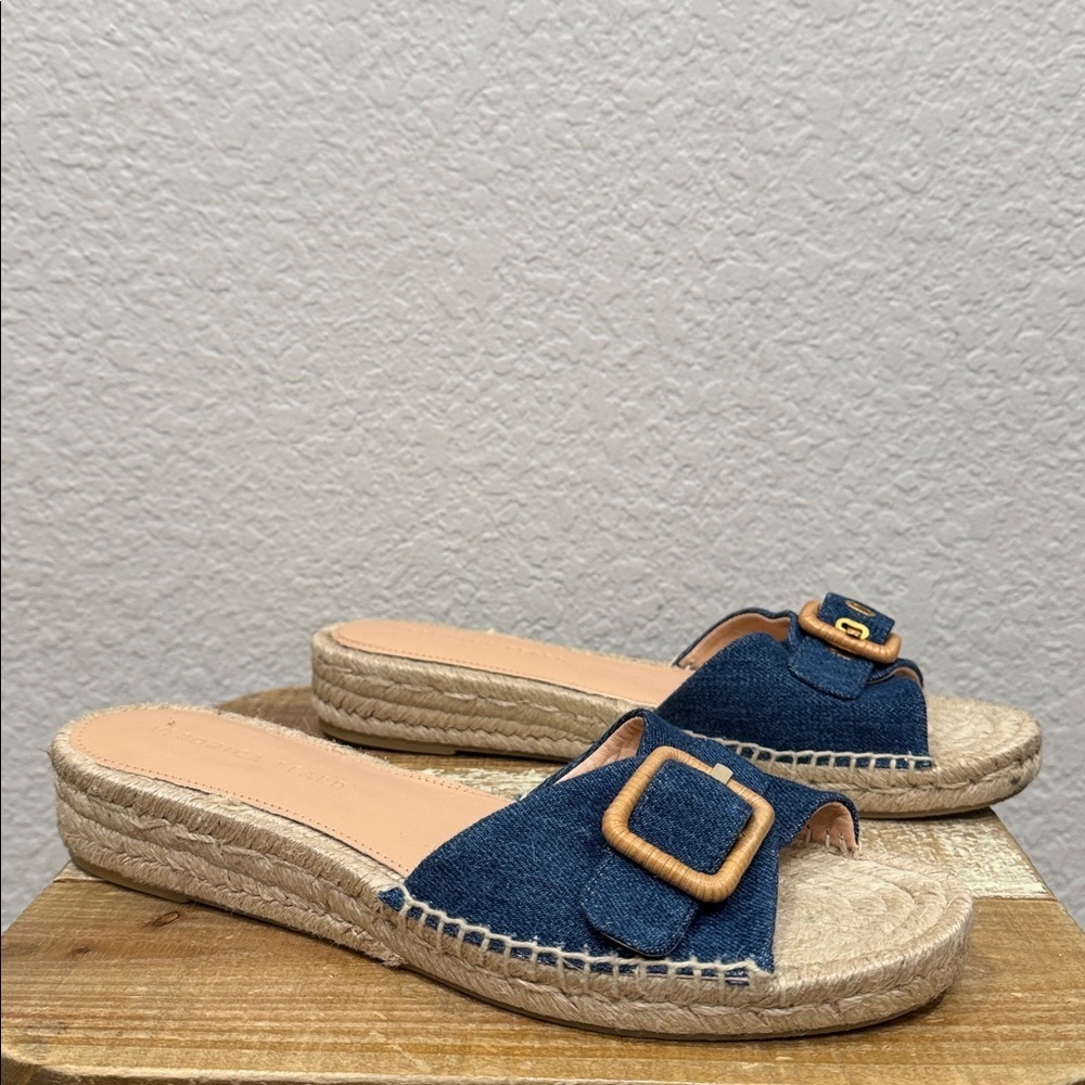 Veronica Beard Apa Denim Espadrille Slide Sandals Size 10 View 2
